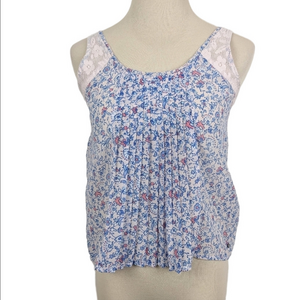 Abercrombie and Fitch Women's Blouse Extra Small Blue Floral Crochet